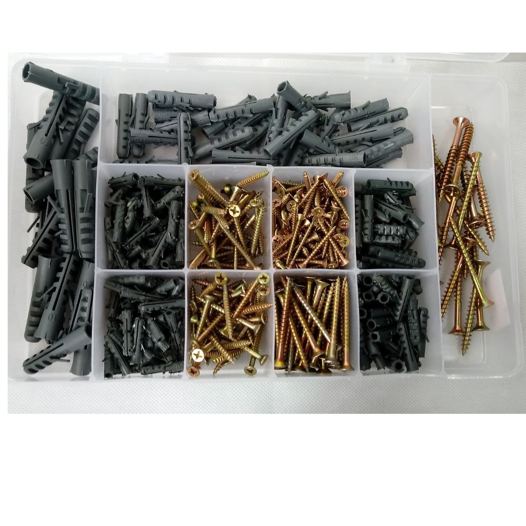 Kit 450 Peças Parafusos e Buchas 5 6 8 10 Com Caixa Organizadora ...