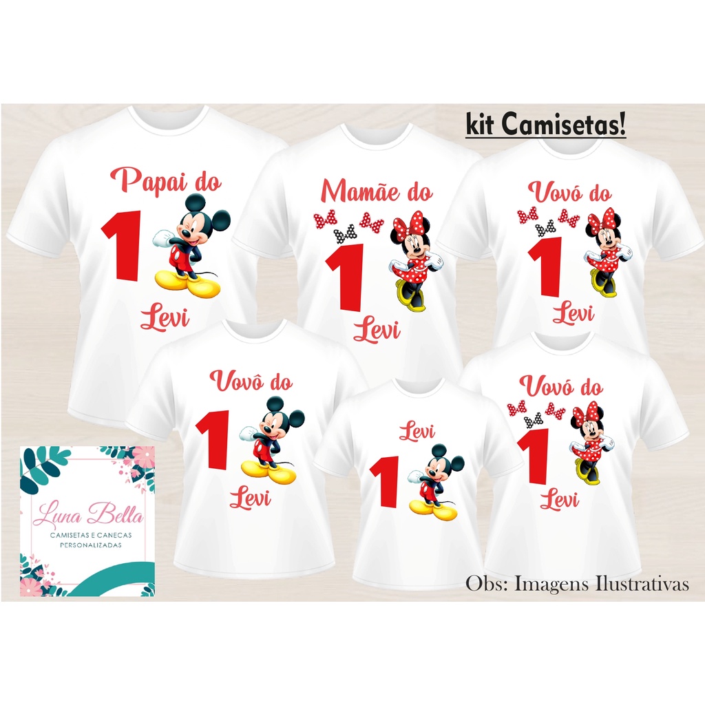 Aniversário Camisetas De Mickey Mouse Para Familia Kit Camisetas