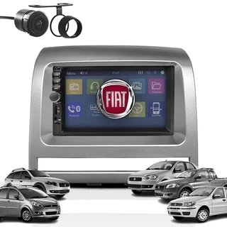 Kit Central Multimídia Palio Strada Siena Idea Weekend + Moldura 2 Din Bluetooth Espelhamento USB