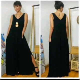 Vestido longo regata com bolso viscolycra