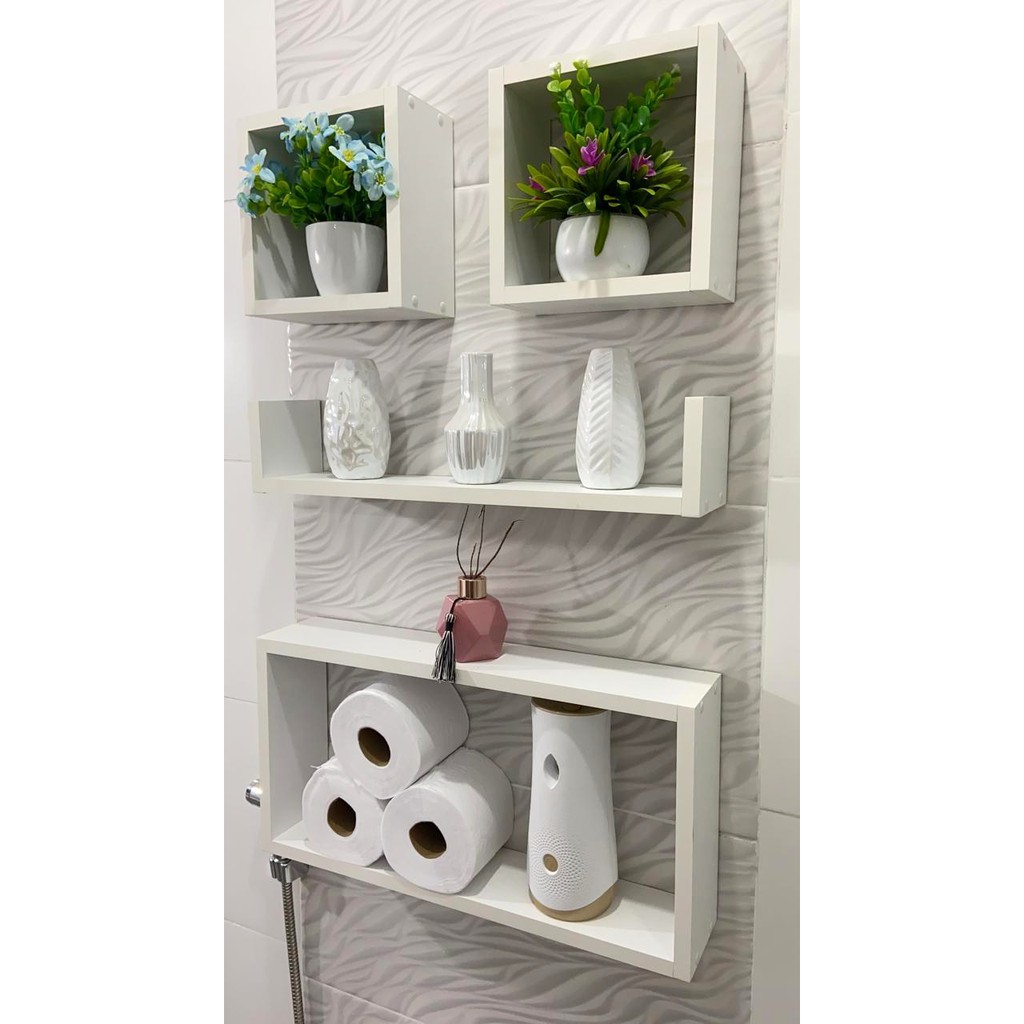 Imagem do produto Kit de Nichos com Prateleira modelo U para Decoração de Banheiro Quarto e Sala 1
