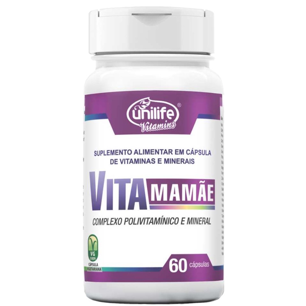 Vita Mamãe Vitamina Para Gestante Grávida Acido Fólico B9 - 60 Cápsulas ...