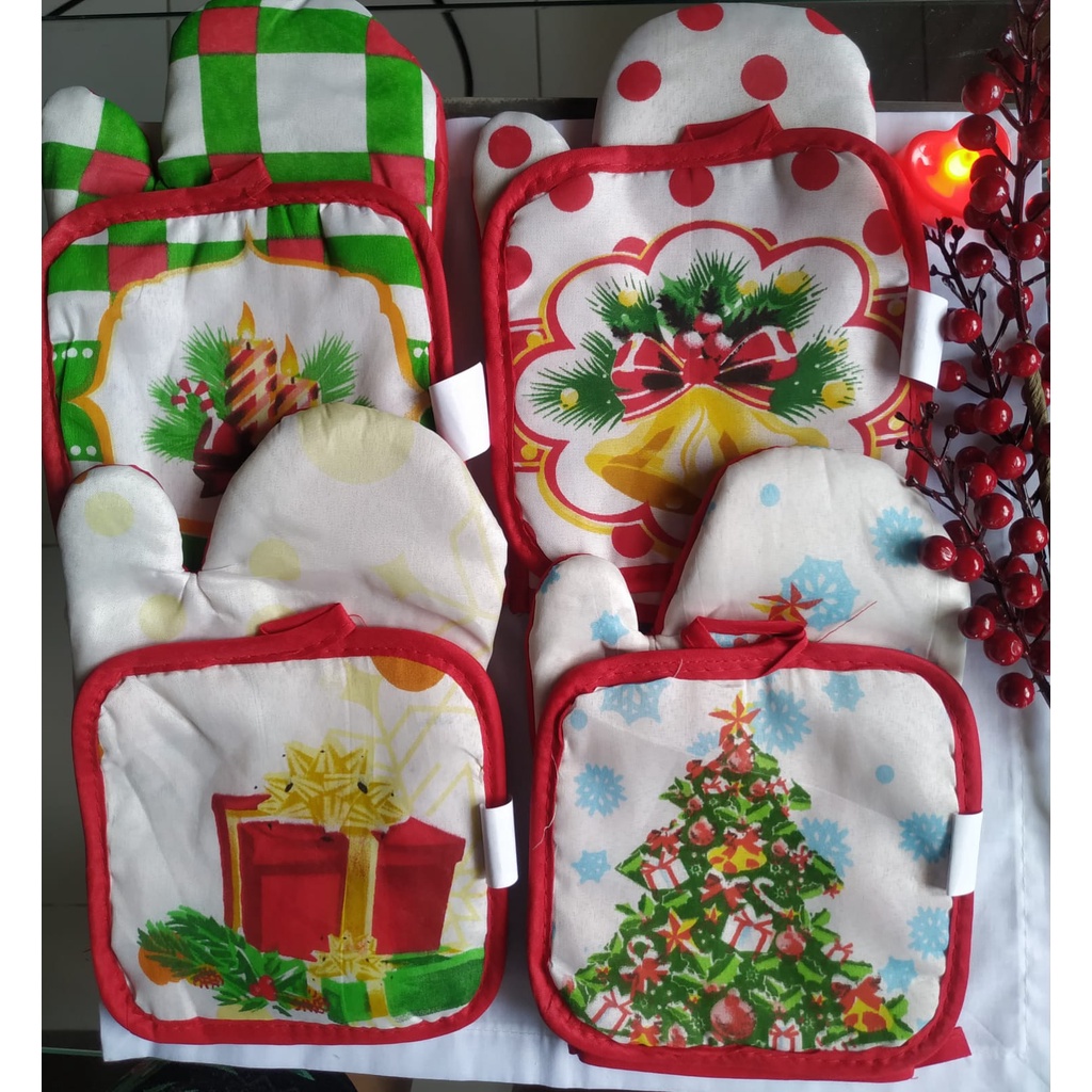 Kit Cozinha Luva e Descanso de Panela Natal Papai Noel Ho Ho Ho -  DadePresente