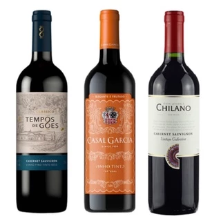 Kit Vinho Casal Garcia + Chilano Cabernet Sauvignon + Tempos de Góes Tinto Seco 750ml cd