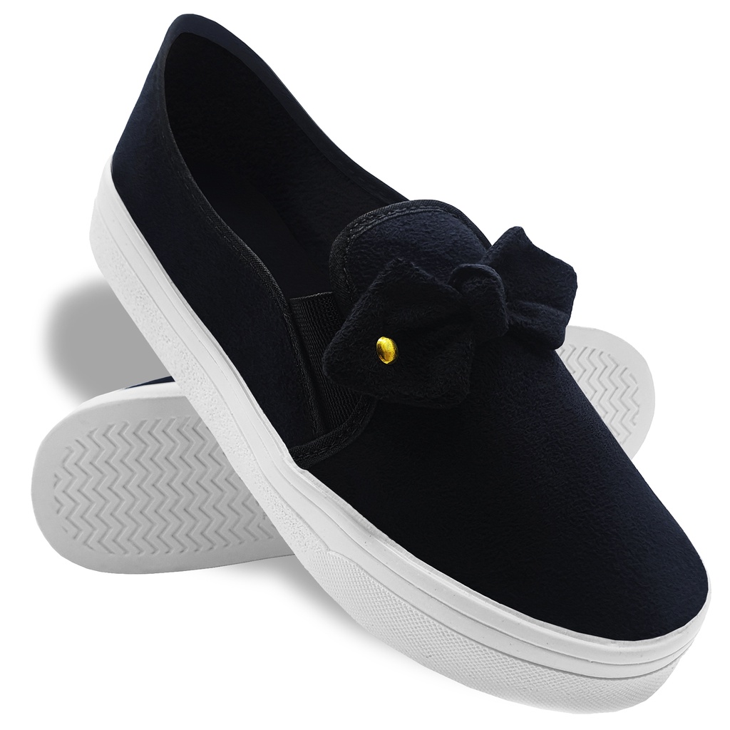 Tênis Feminino Casual Confortável Laço Slip On