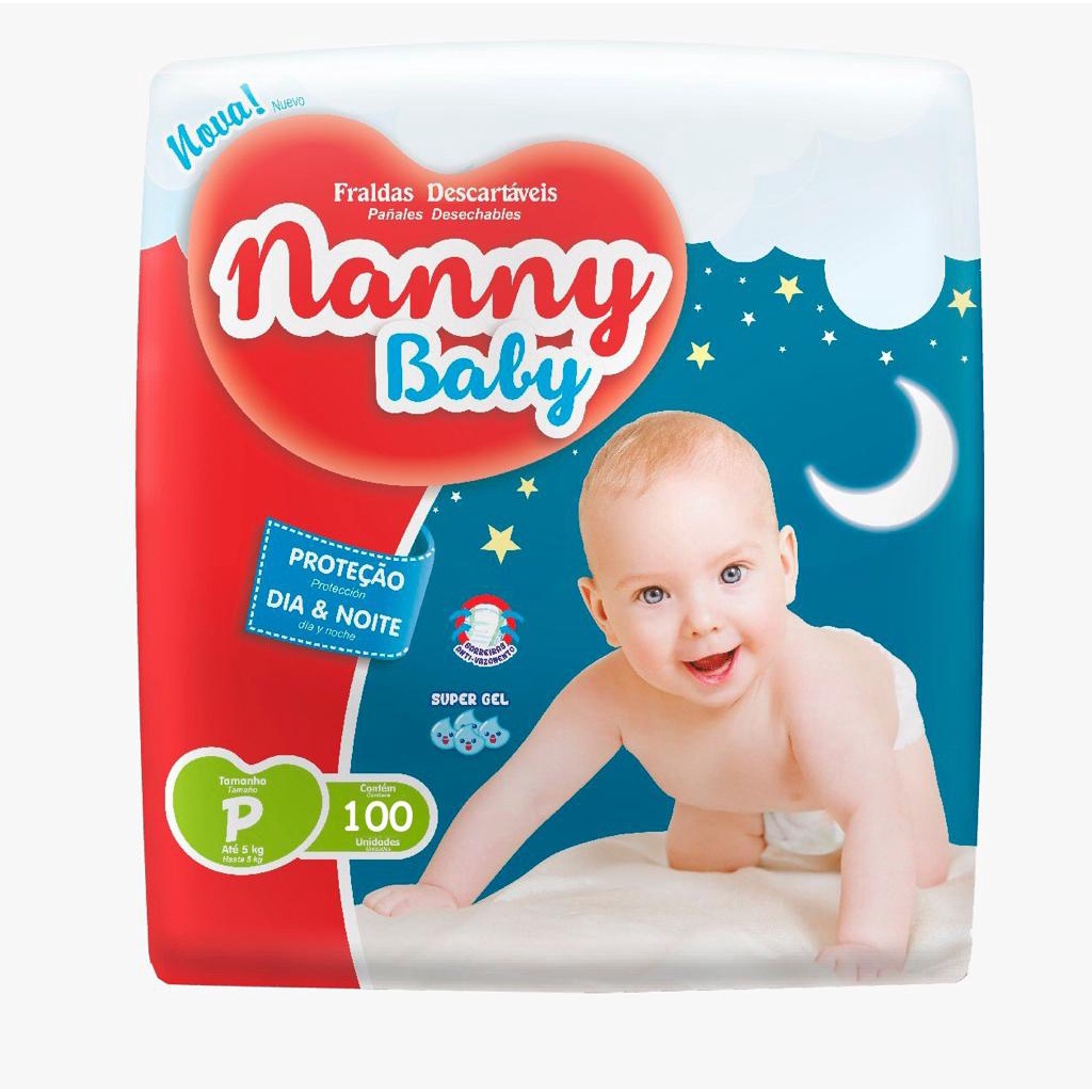 Fralda descartável Nanny Baby Mega Pacote. P, M, G, XG | Shopee Brasil