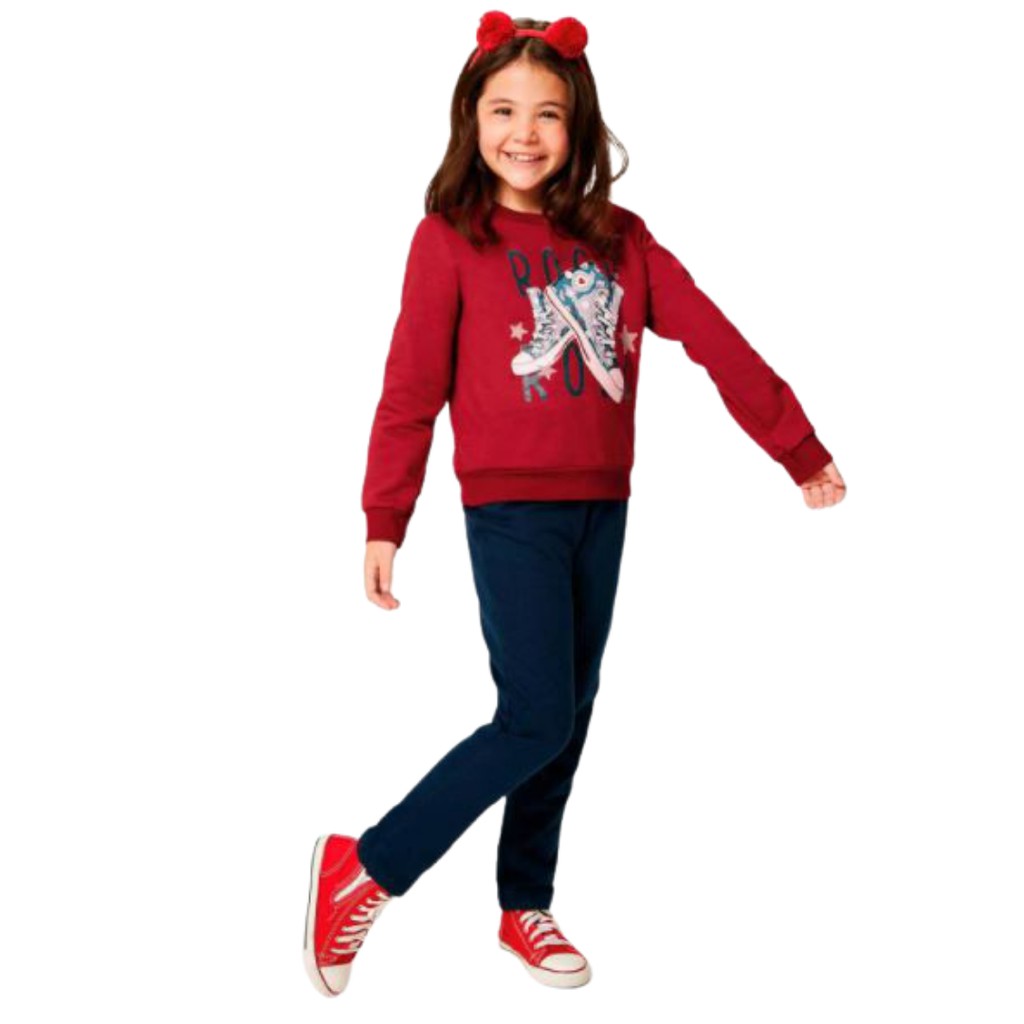 Tam.6] Conjunto Moletom Menina Malwee Kids, Pipa-Kyly, Rovitex, Cacau -Kids