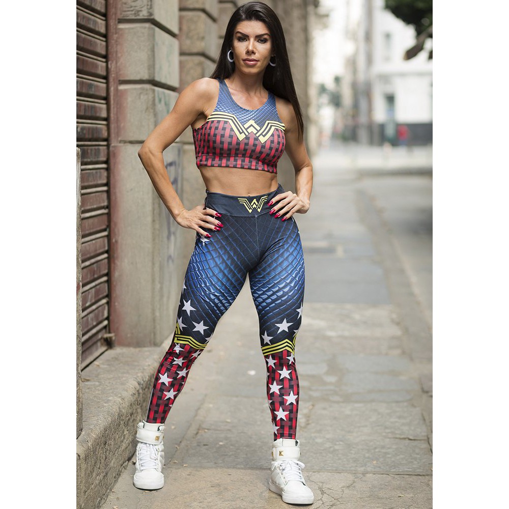 Calça Legging Mulher Maravilha Para Malhar Plus Size