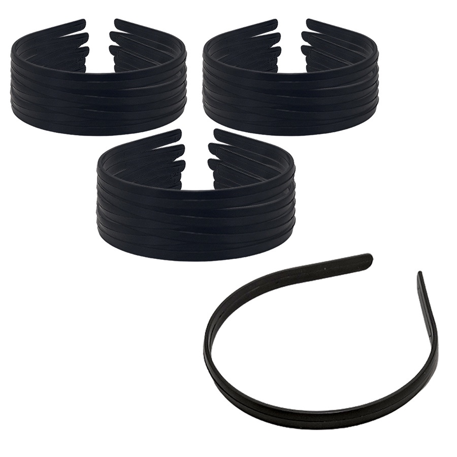 Kit 60 Tiara Arco Plástica Simples Preta Lisa 10mm/1cm Costumizar/forrar