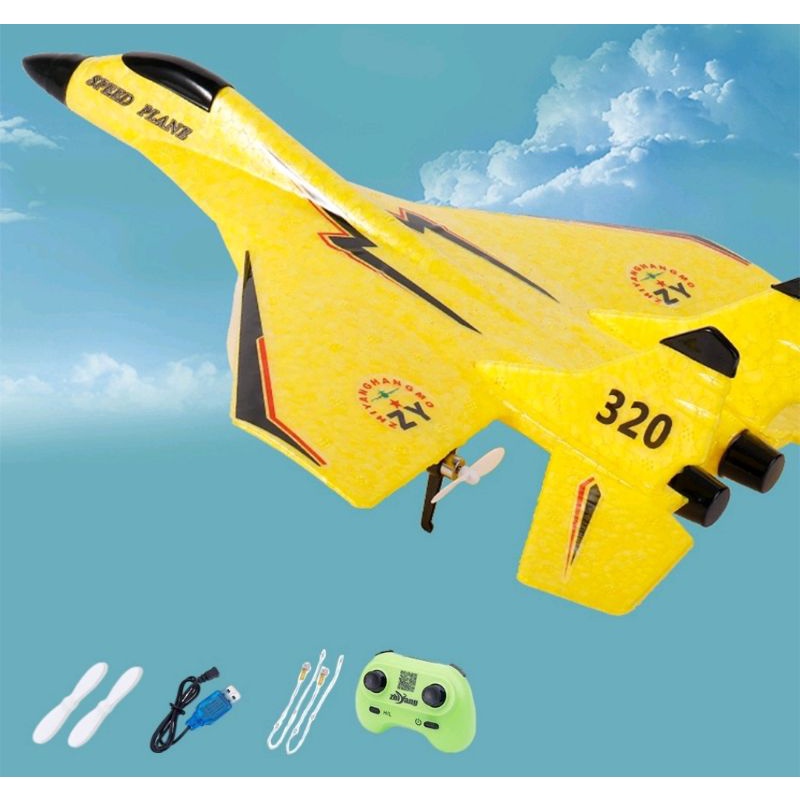 Qudai Avião de controle remoto Avião de controle remoto planando brinquedos  de vôo para adultos crianças meninos giroscópio estabilização 2 bateria