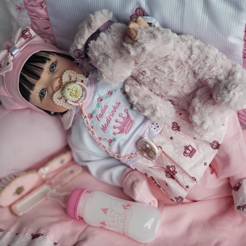 Boneca Bebê Reborn Morena Gatinha Corpo Em Pano Roupa Rosa - USA