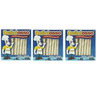 Combo Petisco Palitinho Ossinho Para Cães Deliciosso Palito Natural Medio - 3 Caixas 450g
