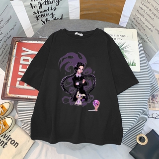 Camiseta feminina casual japonesa, camiseta harajuku dark anime estampada  folgada