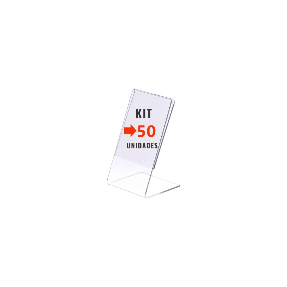 Kit com 50 display expositor acrílico porta preço etiqueta t