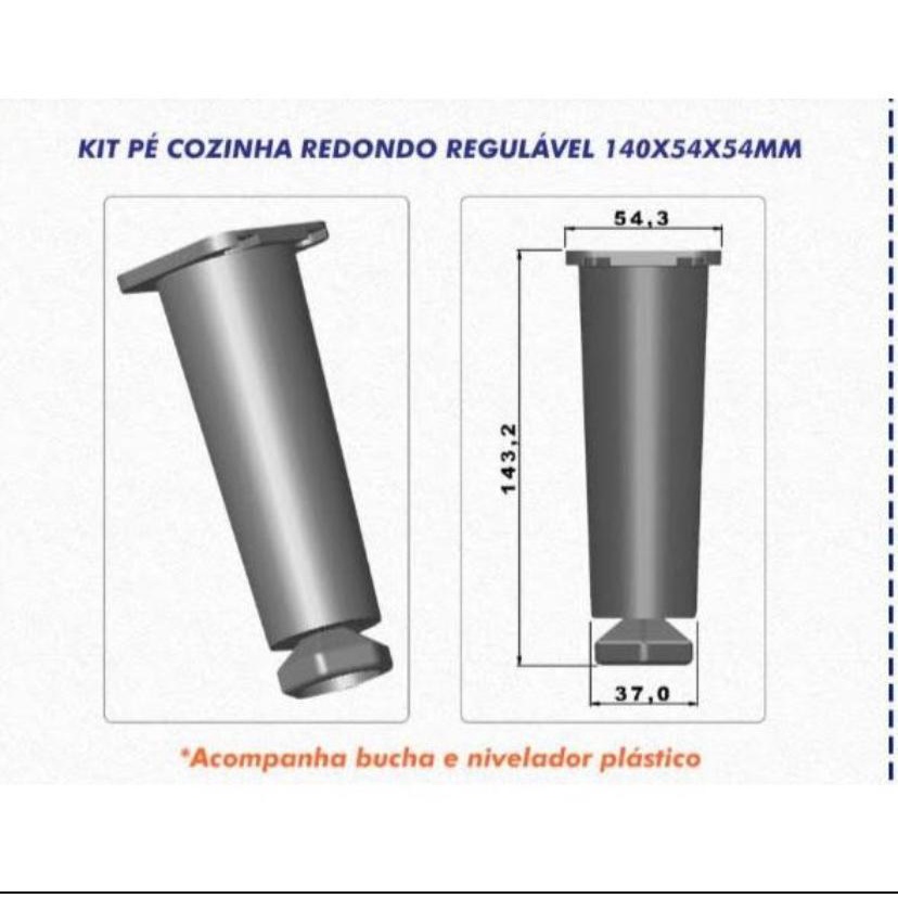 Pé regulável plástico