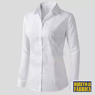Camisete camisa branca social feminina manga longa gabardine passa rápido direto da fábrica
