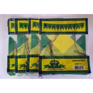 Bandeirinhas Verde e Amarela Copa do Mundo Brasil - 100 metros - 10 pacotes papel em Oferta na Shopee