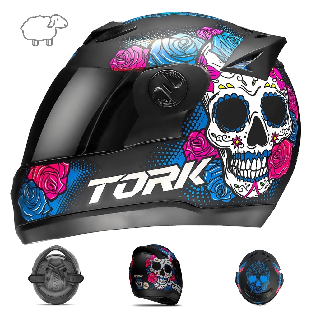 Capacete Fechado Liberty Evolution Caveira Mexicana Skulls Envio Imediato Moto Personalizado Promoção Lançamento Motoqueiro Motociclista Masculino Feminino