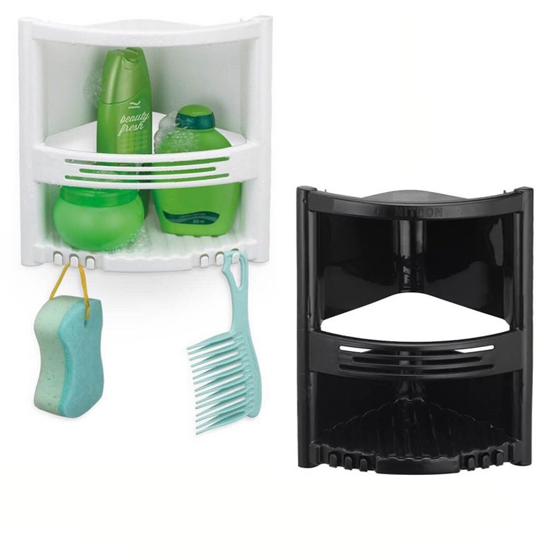 Cantoneira Suporte Banheiro Porta Shampoo C/ Ganchos - Nitron