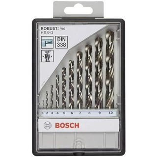 Jogo Brocas para Metal 1 a 10mm Bosch Robust Line HSS-G 10 Pç