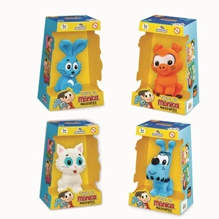 Kit 4 Bonecos Mascotes Turma Da Monica Sansão Mingau Bidu Chovinista Adijomar Brinquedos Menina Menino
