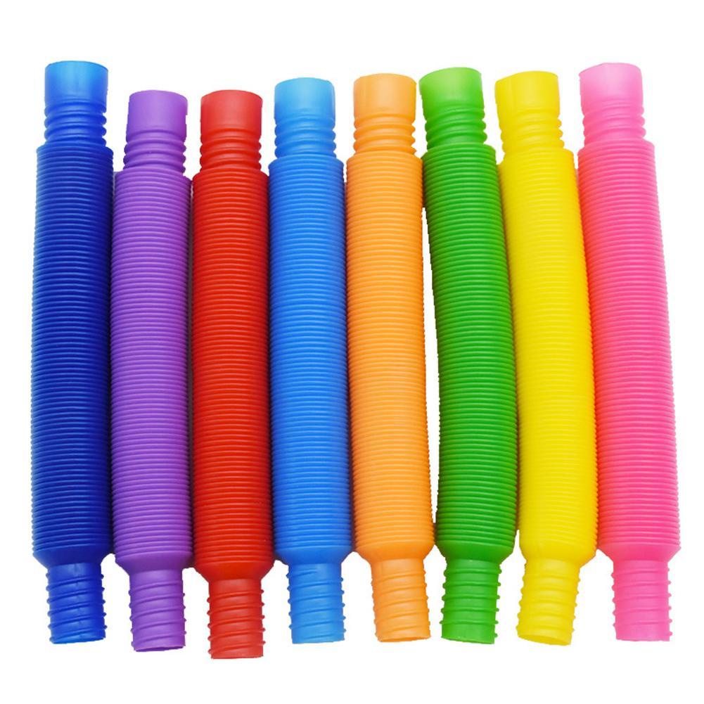 Decompression Toy Pop Tube Telescopic Bellows Sensory Toy Color Stretch  Tube Fun Telescopic Tube Kids Vent Toy