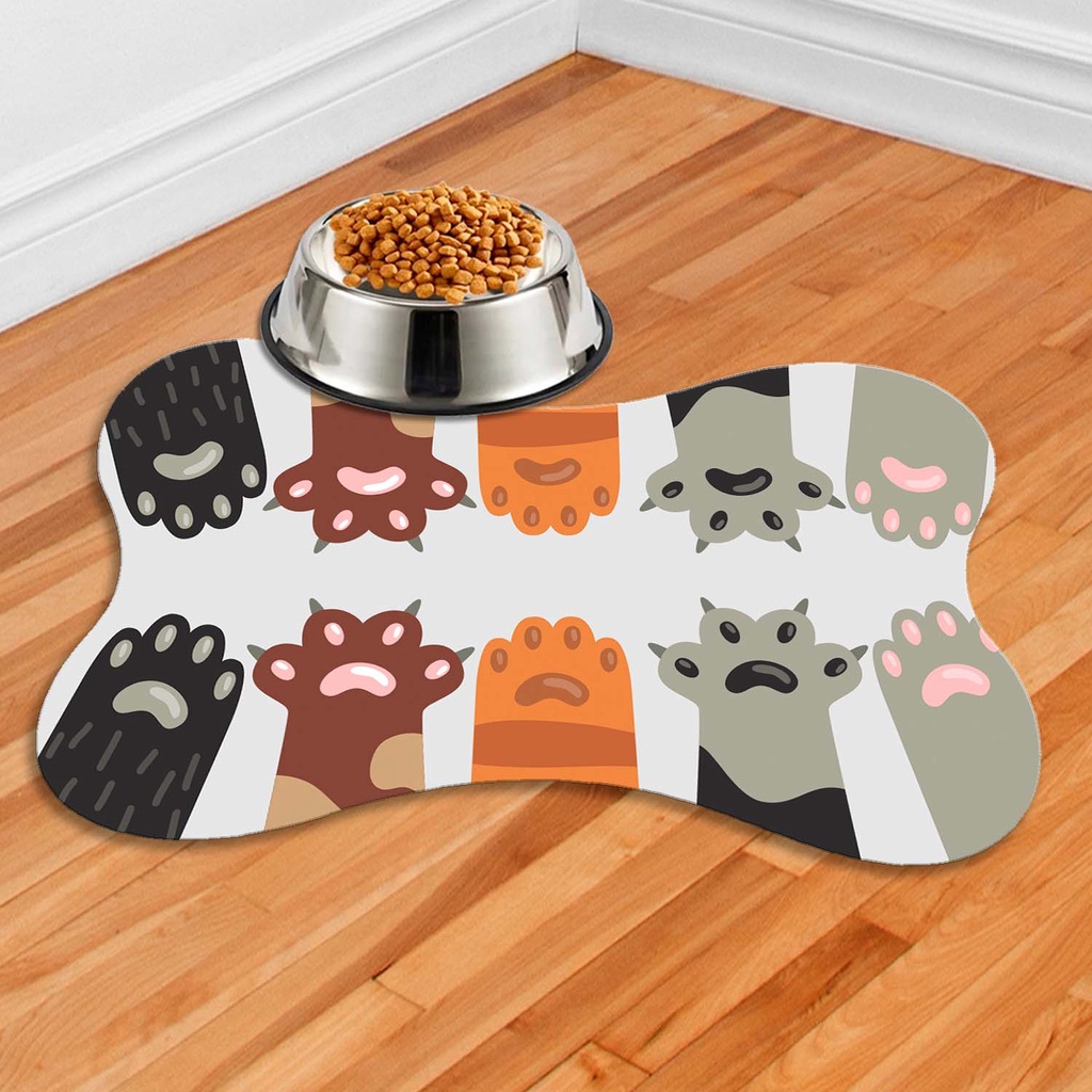 Tapete Para Comedouro PET Antiderrapante - Ossinho - 33x46 - PATAS GATOS