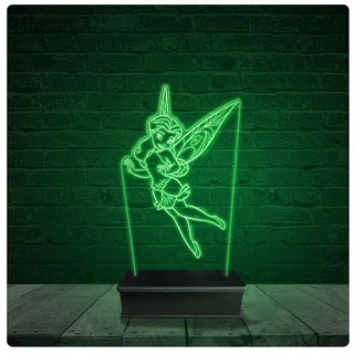 Luminária Abajur Acrílico Led - Fada Disney Princesa