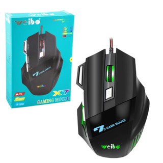 Mouse Optico Gamer Led RGB 7 Botoes 3200Dpi Usb - Weibo X7