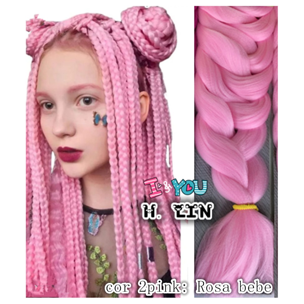 Kanekalon Jumbo Tranças Box Braid Twist Cor 2pink rosa bebe marca H. Lin  165gramas 208cm