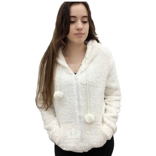 Blusa Frio Feminina Casaco Capuz Ziper Frontal Pelinho