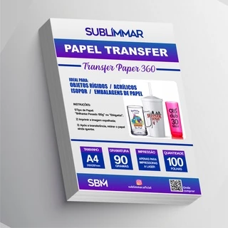 Papel Transfer Laser A4 Rígido - 90g - 100 Folhas - Sublimmar