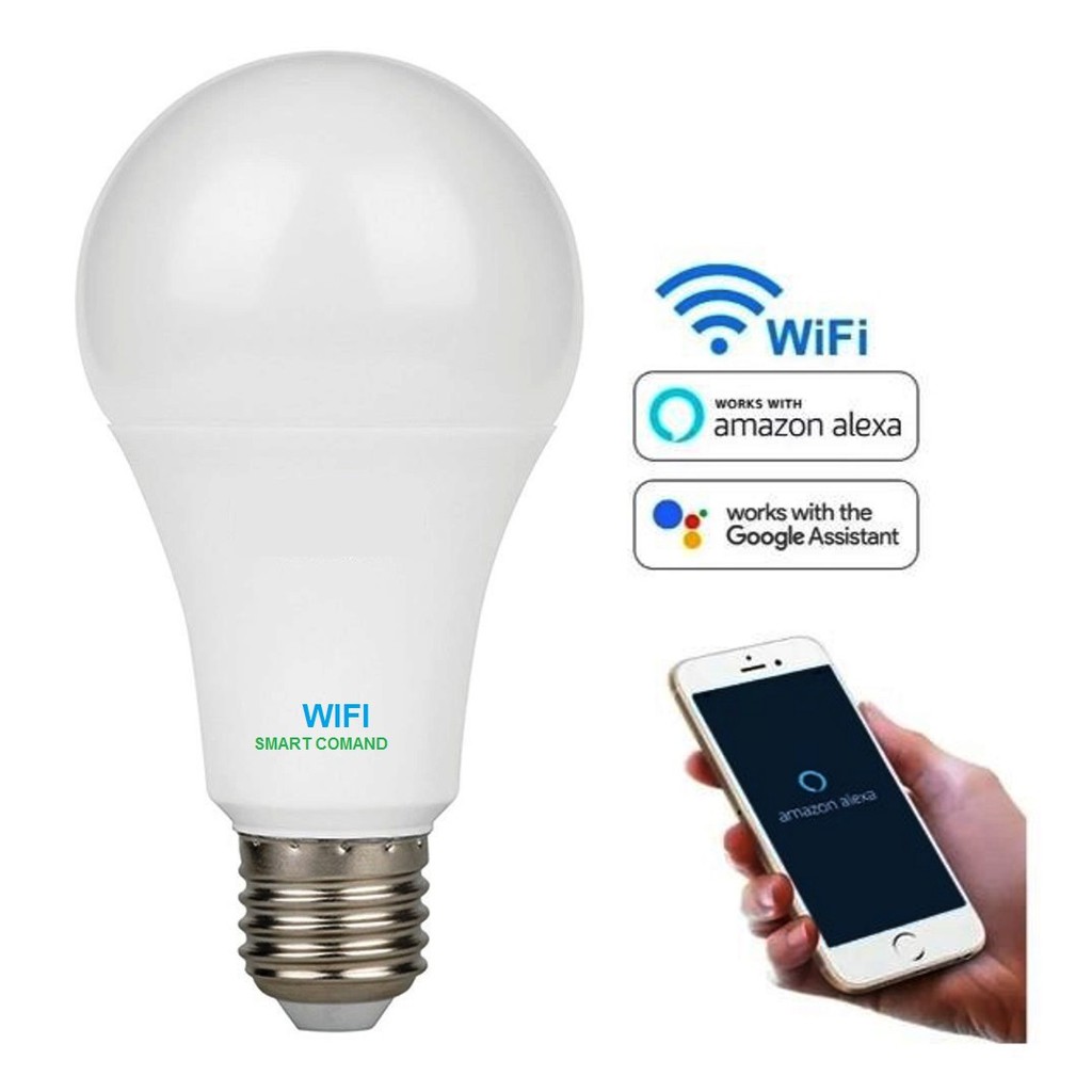 Smart Lampada Inteligente 15w Luz Led Branco Frio Comando Voz Google Alexa  Wifi
