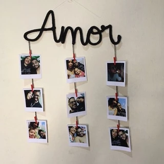 Mural de fotos Amor em tricotin para Decoração de Sala Quarto Presente de Casamento Dia Dos Namorados