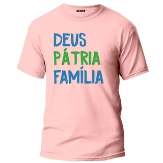 Camiseta Unissex Deus Pátria Família Personalizada Manga Curta