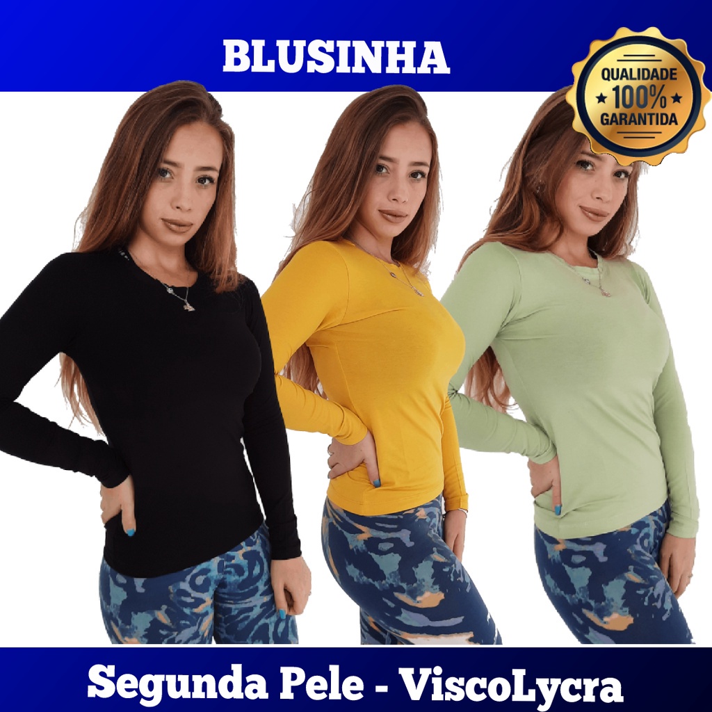 Blusa Feminina Manga Longa Segunda Pele Viscolycra