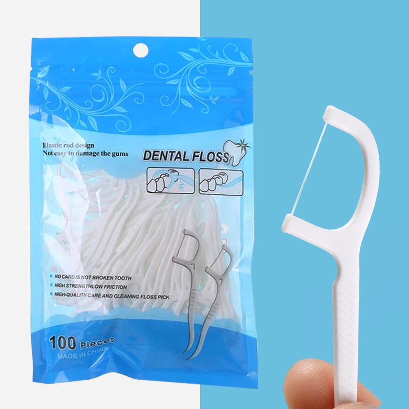 Fio Dental suporte Aste Flosser Dentes Palitos Dente Stick Hastes Palito de Dentes Super Fino com 100un