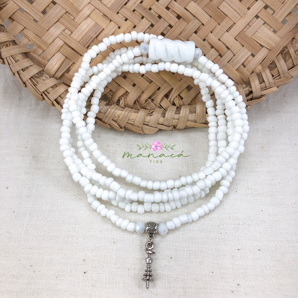 Guia de Oxalá Fio de Contas Colar Proteção Umbanda Candomblé Oxala Epa Babá Branca