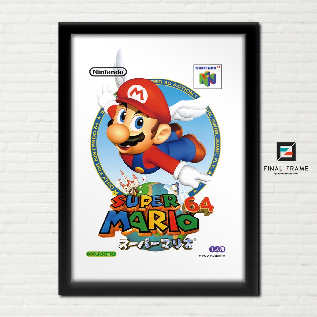 Quadro Capa Super Mario 64 Nintendo 64 N64 Japonês Tam. Grande (A3) e ...