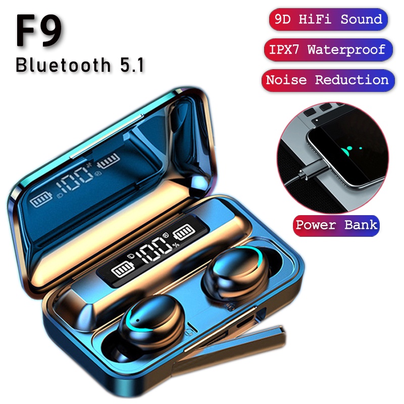 Fone De Ouvido Bluetooth 5.1 F9 À Prova D'água Esportivo Sem Fio HIFI Stereo Ring Audio Effect HD Call With MIC Headset Fones Macios E Confortáveis .