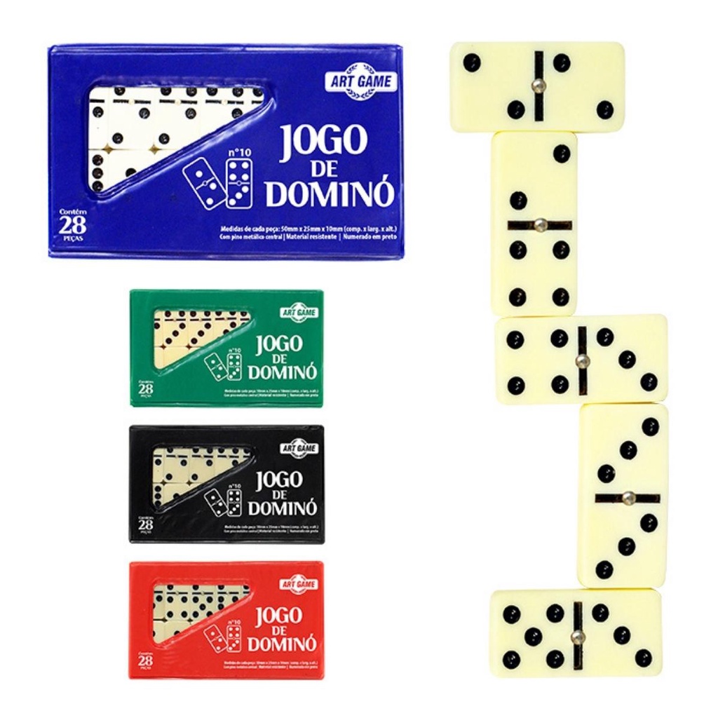 jogo domino 6,5 mm professional de osso com estojo 28 peças - Home