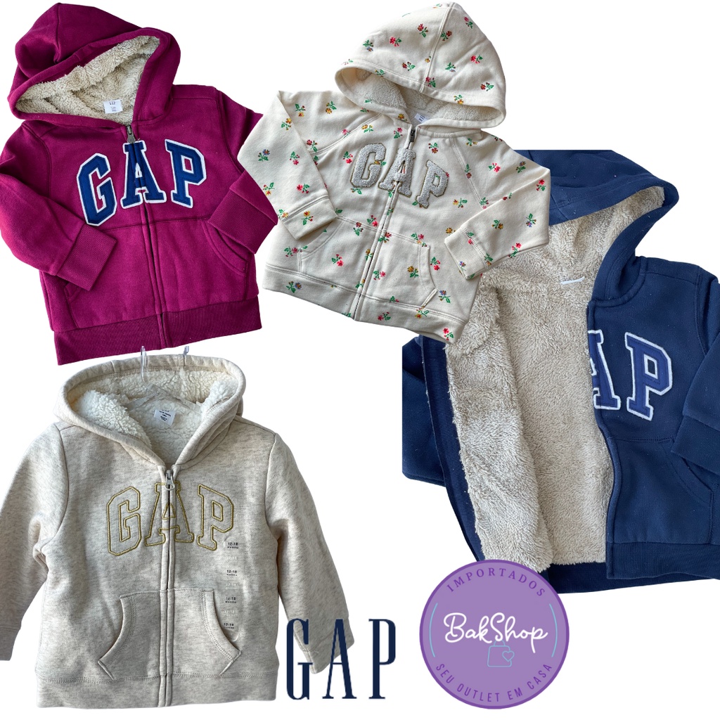 Blusa de Moletom Infantil GAP Logo Cinza - Compre Agora