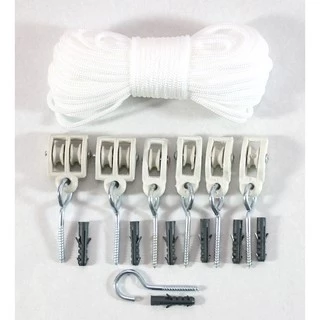 Kit Reposição De Varal De Teto Peças E Corda N Desfia 15 Mt
