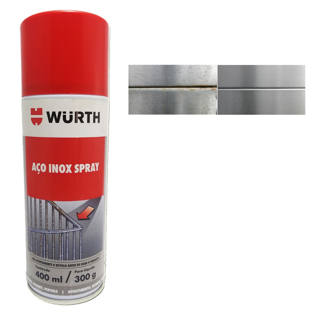Spray De Aço Inox Wurth 400ml Brilho Metálico