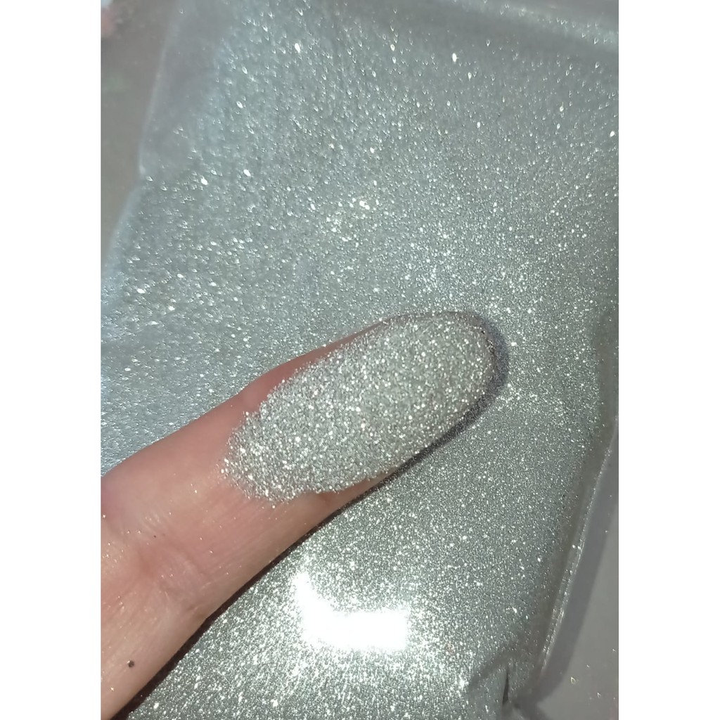 10g Glitter Prata Comum Poliéster 004 Makes, unhas, resinas, balões, etc
