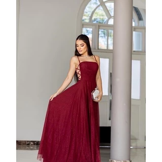 Vestido de Festa em Tule tendência Brena com brilho