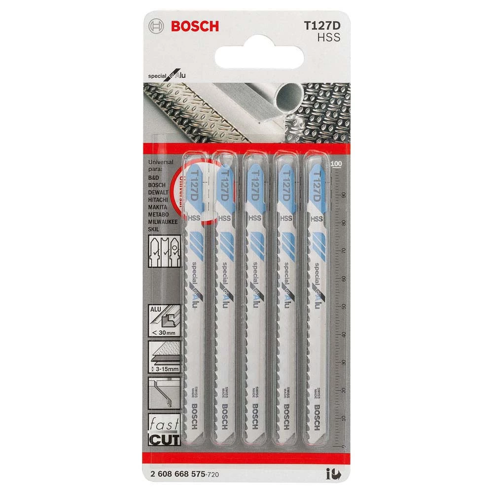 Lâmina Tico-Tico Bosch 75mm p/ Alumínio 8 Dentes 5 Peças Special for Alu T127D