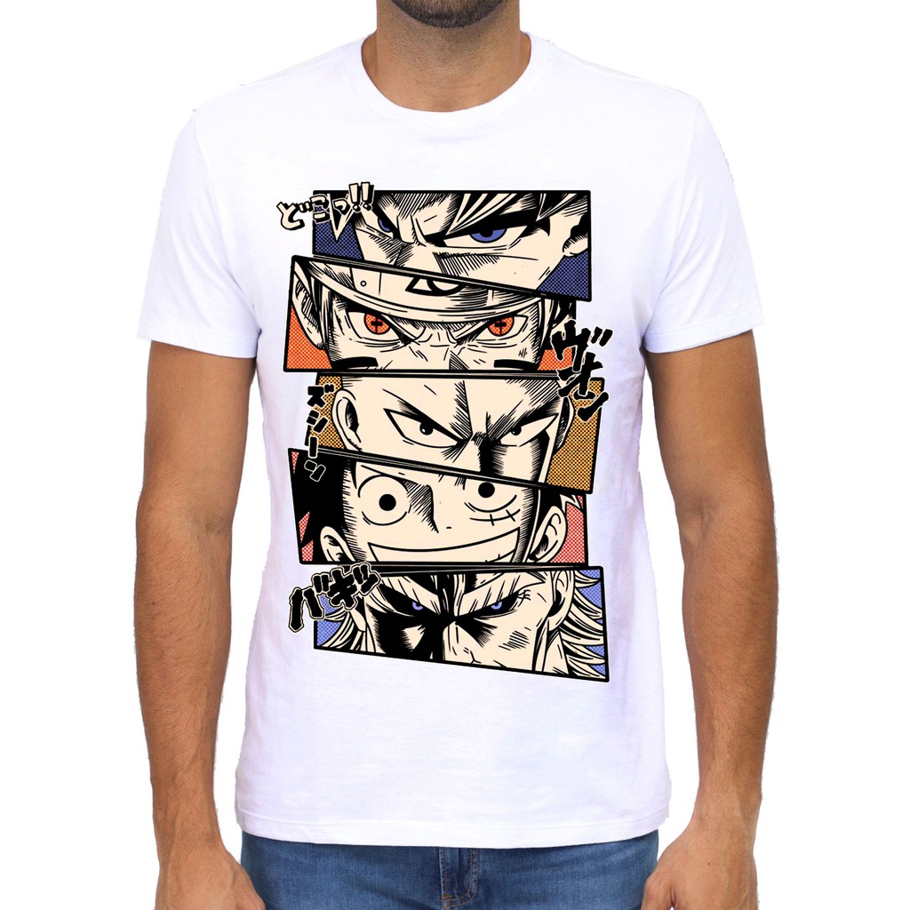 Camisa Camiseta Animes Personagens Principais Goku Naruto Luffy One Punch Boku no Hero