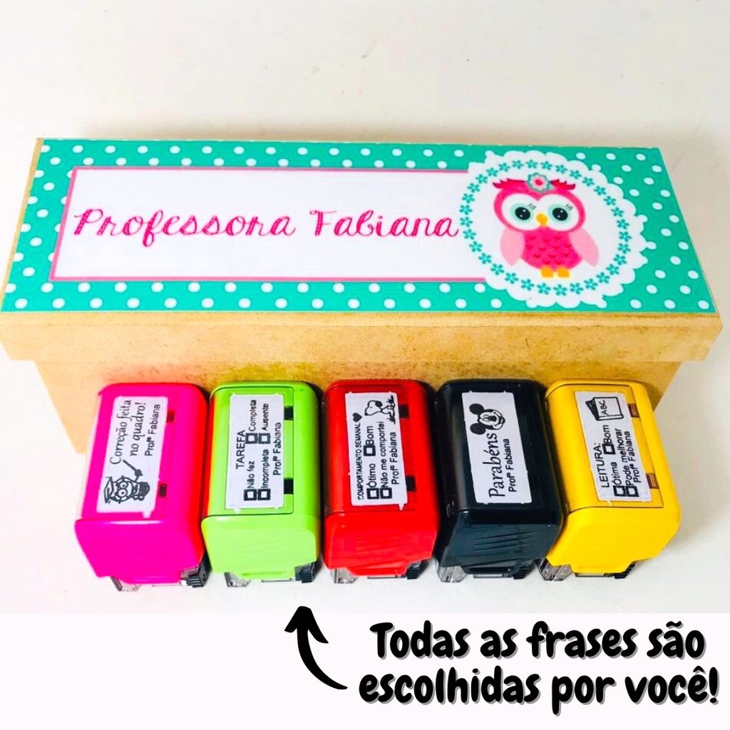 Kit Com 5 Carimbos Pedagógicos Personalizados Estojo Em Mdf Shopee Brasil