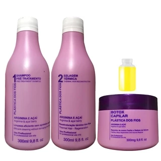 progressiva plastica dos fios botox 3×300 ml óleo de argan 5ml Dulux